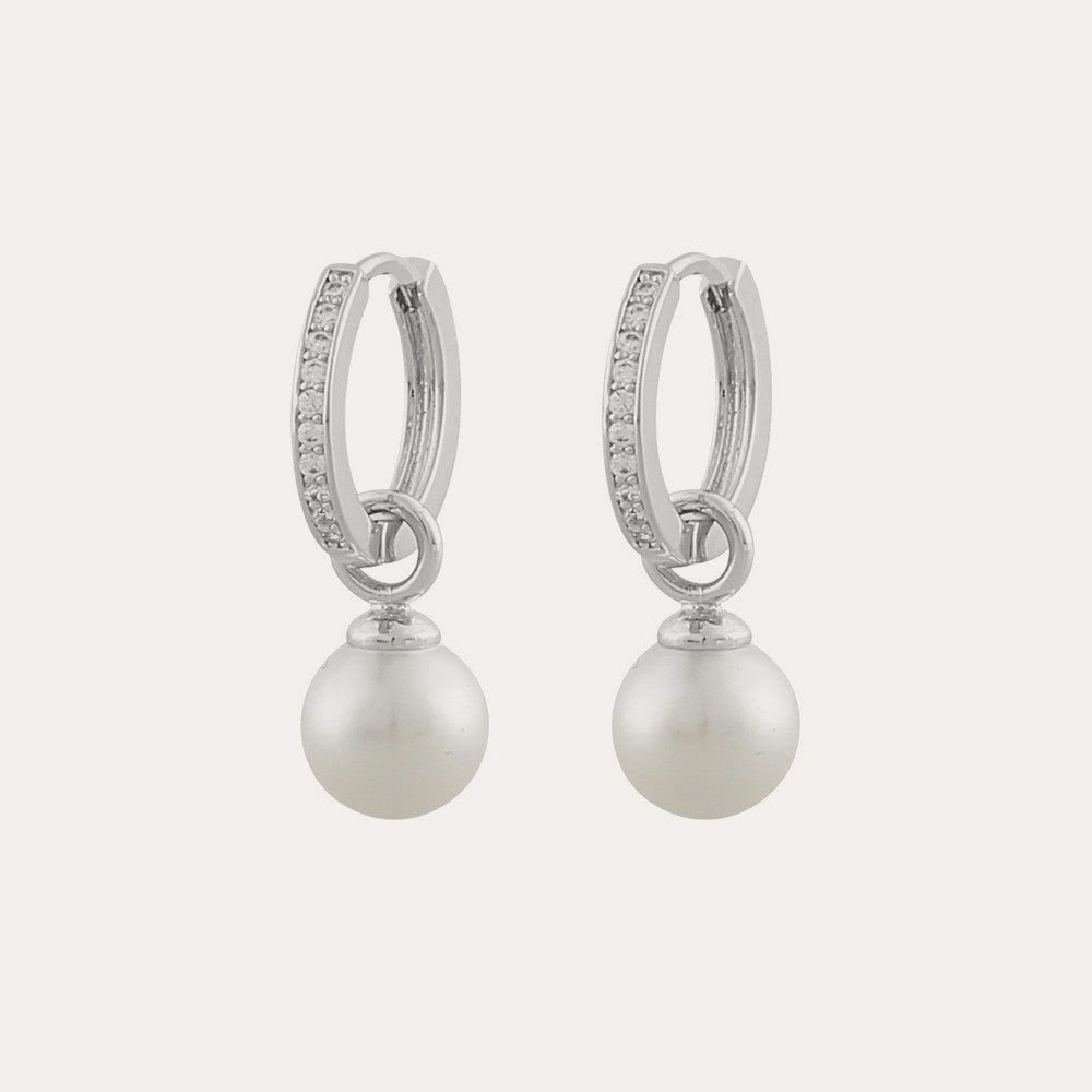 Core pearl ring ear Silver/vit