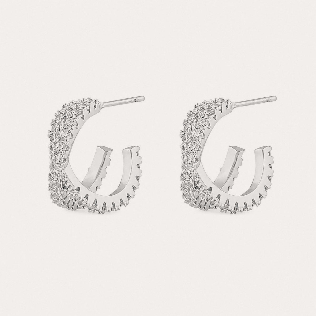 Fanny double oval ear Silver/klar