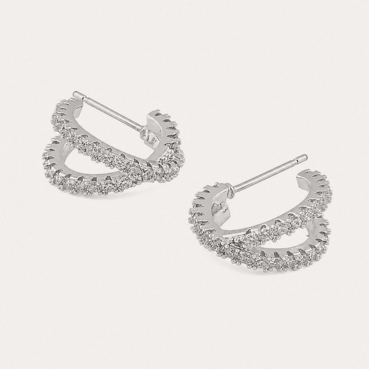 Fanny double oval ear Silver/klar