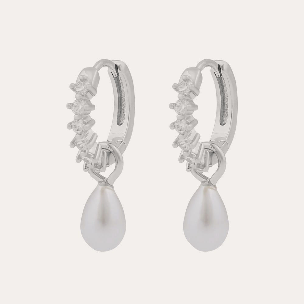 Lucy drop ring pendant ear Silver/vit