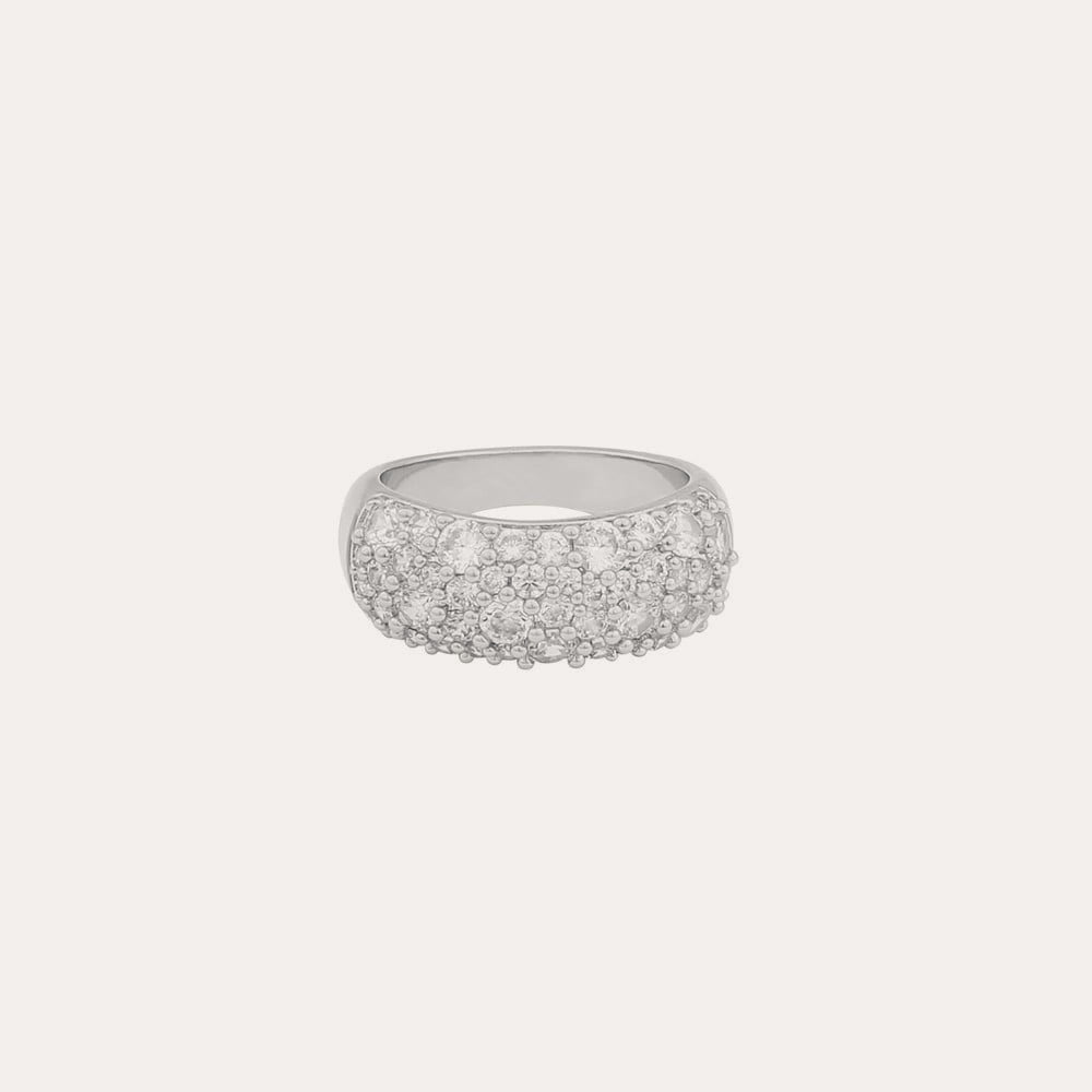 Rio wide stone ring Silverpläterad klar