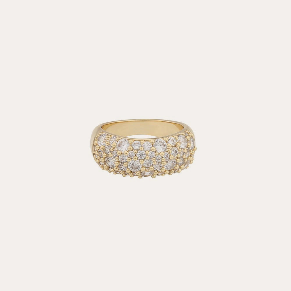 Rio wide stone ring Guldpläterad klar