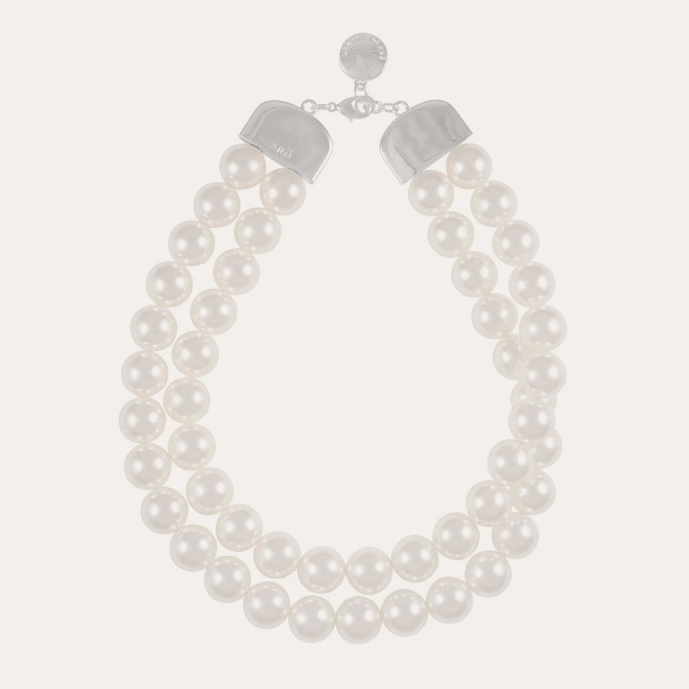 SNÖ ICON two row big pearl necklace Silver
