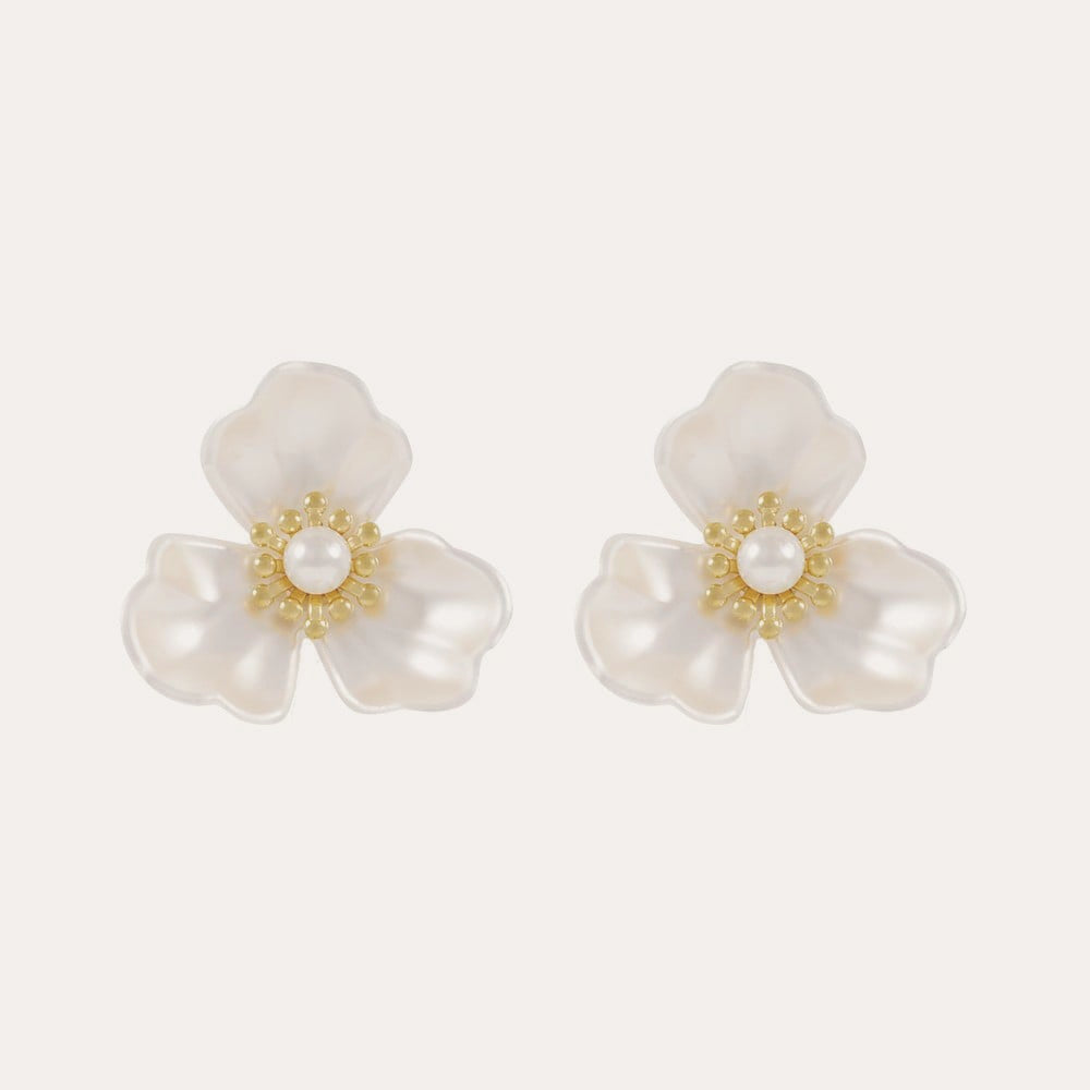 SNÖ ICON small single flower ear Guld/vit