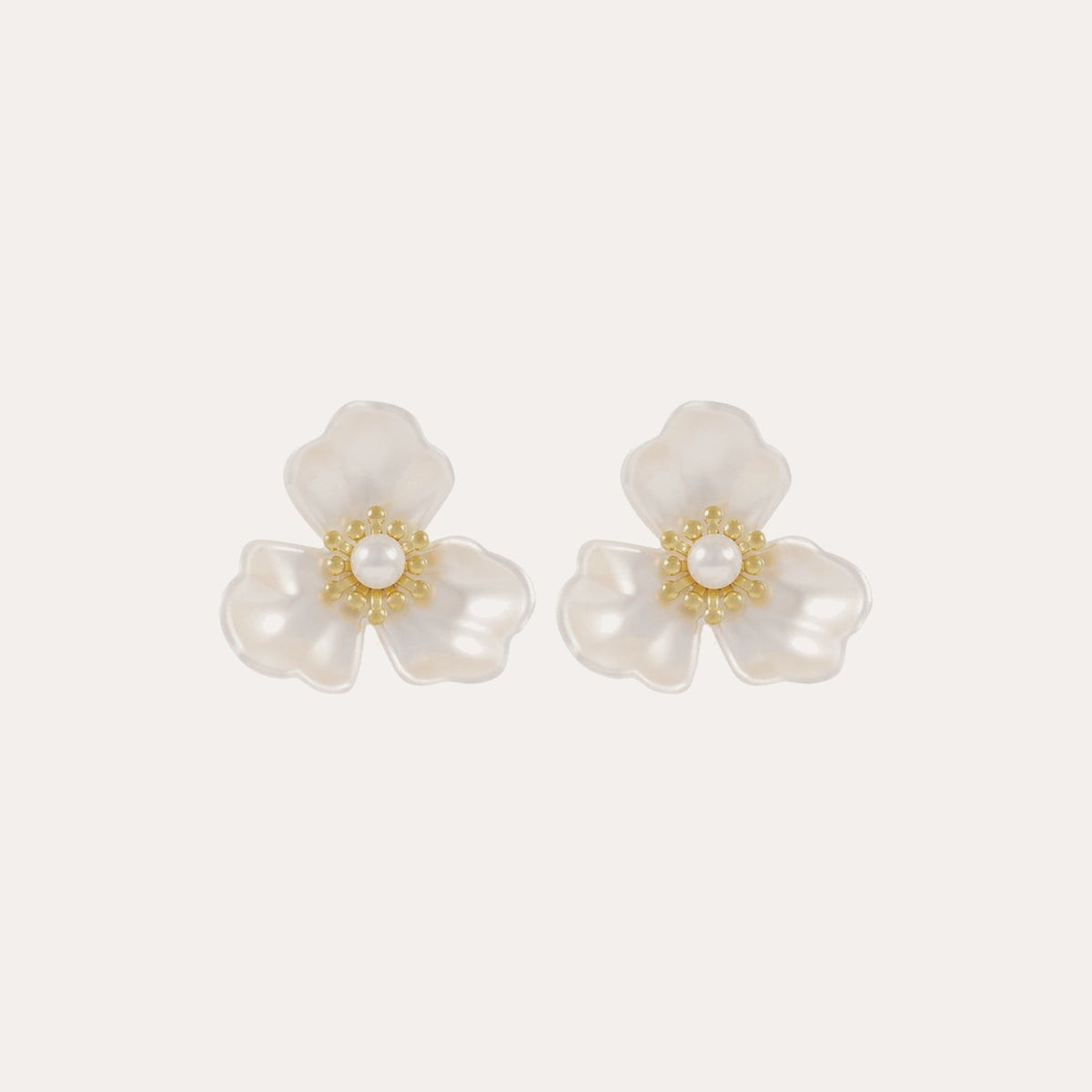 SNÖ ICON big single flower ear Guld/vit