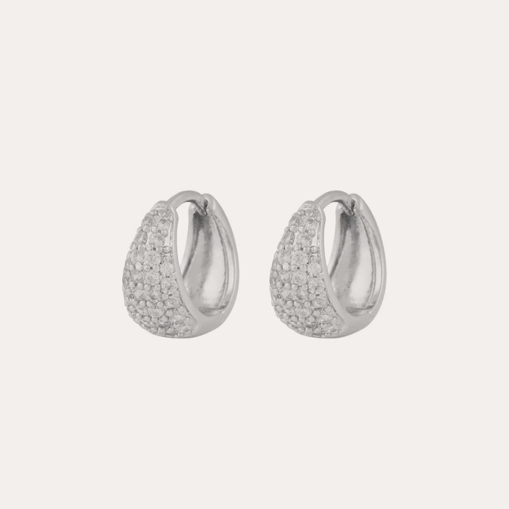 Essential Honey crystal small oval ear Silver