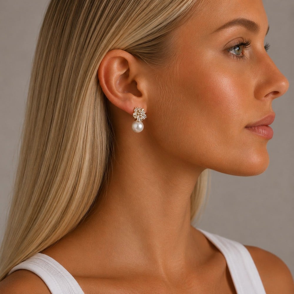 SNÖ ICON small pendant ear Guld/klar