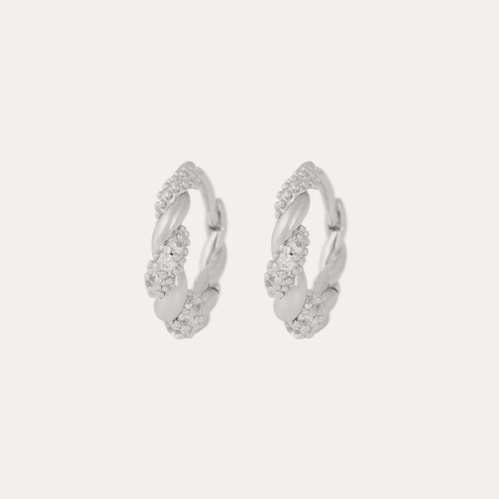 Twist crystal oval ear Silver/clear