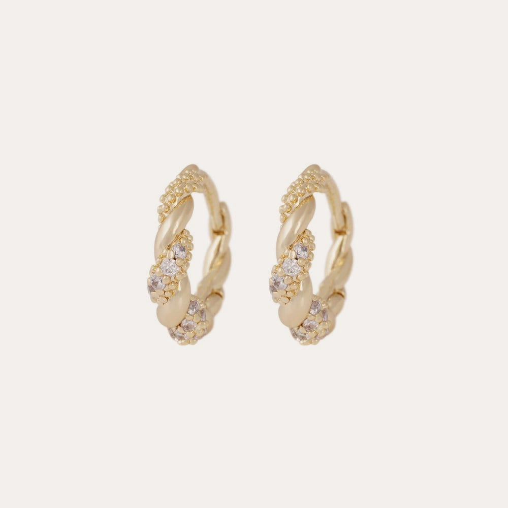 Twist crystal oval ear Gold/clear
