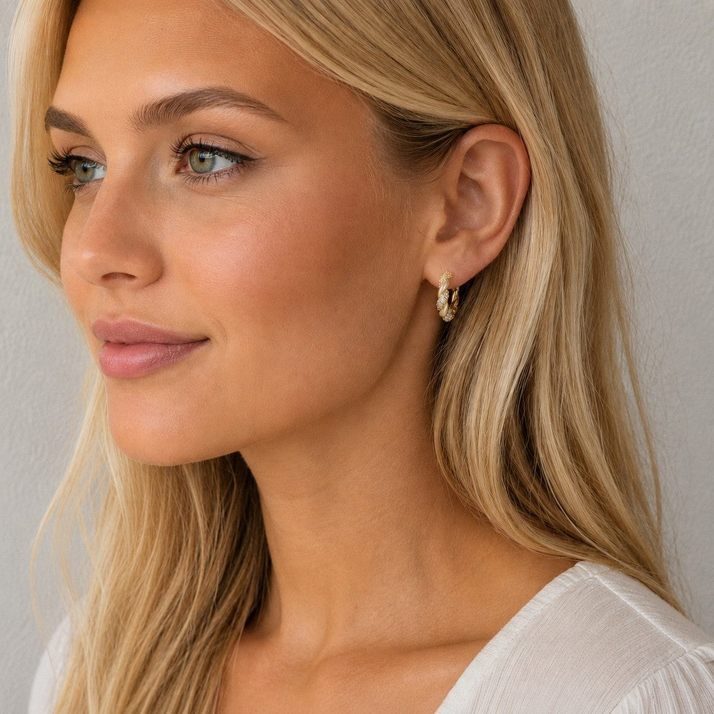 Twist crystal oval ear Gold/clear