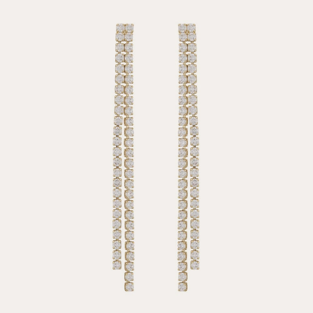 Siri stone tassle ear Gold/clear