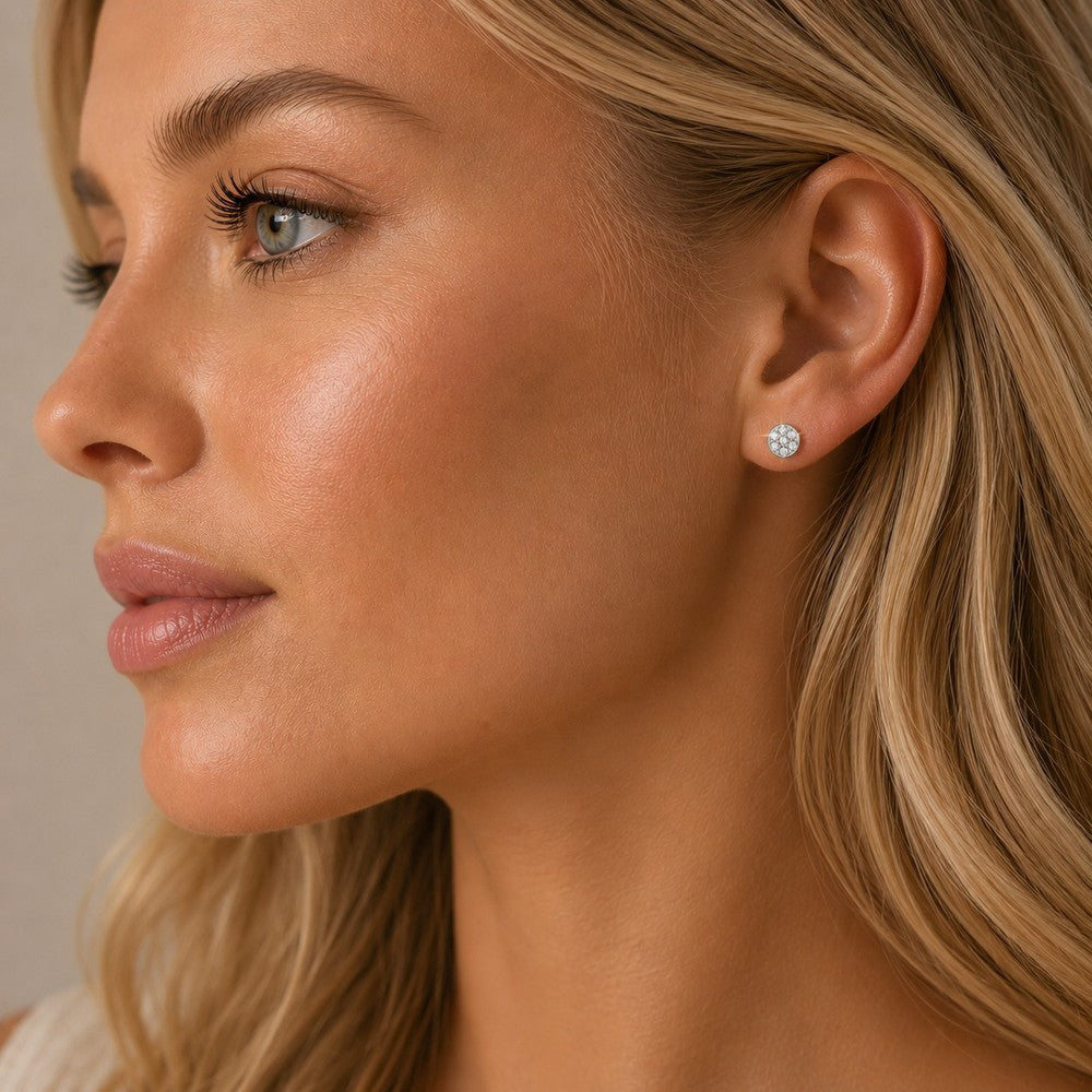 Pi stone ear 6mm Silver/klar