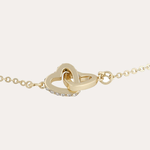 Connected chain bracelet heart Guld/klar