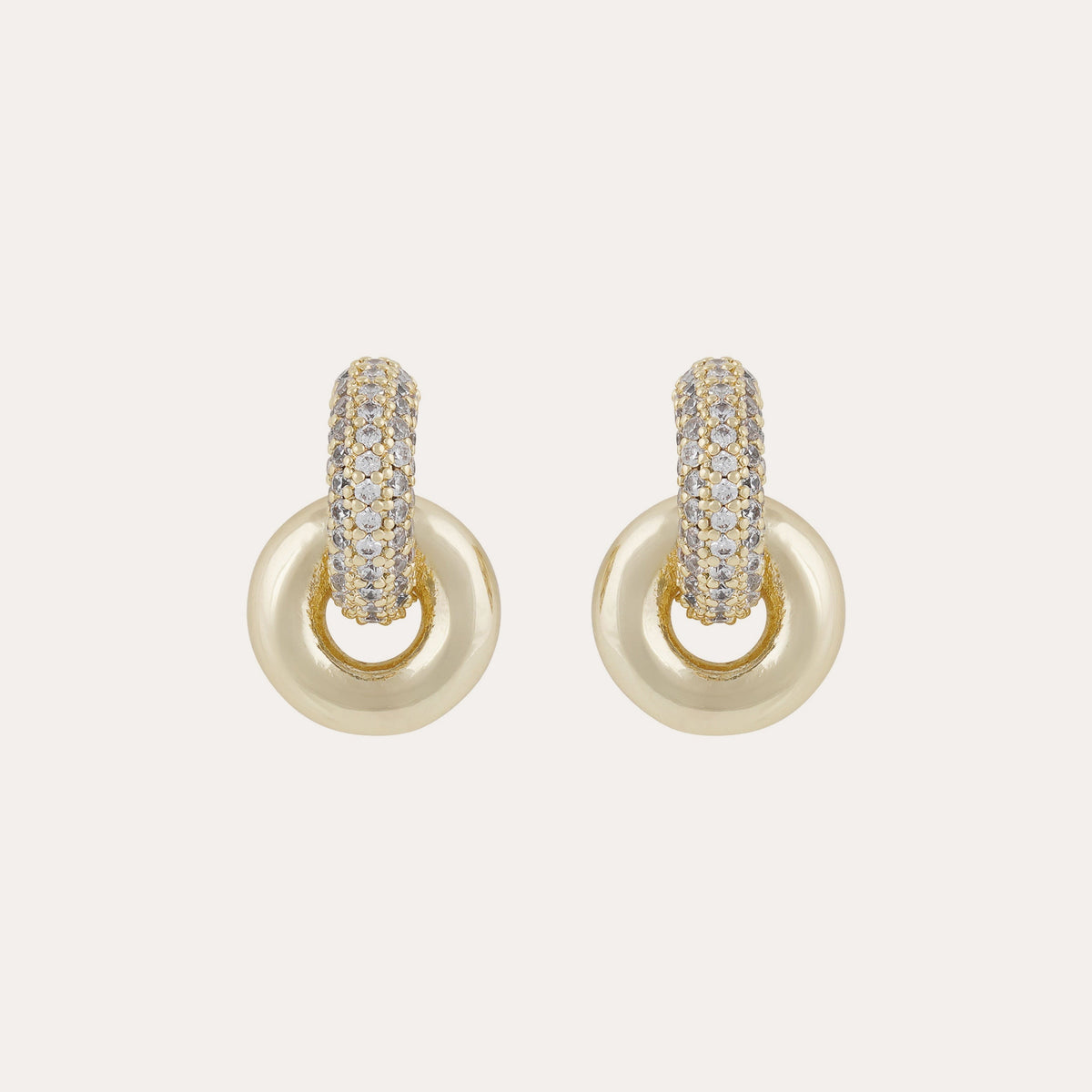 Double chunky crystal earring Guld/klar