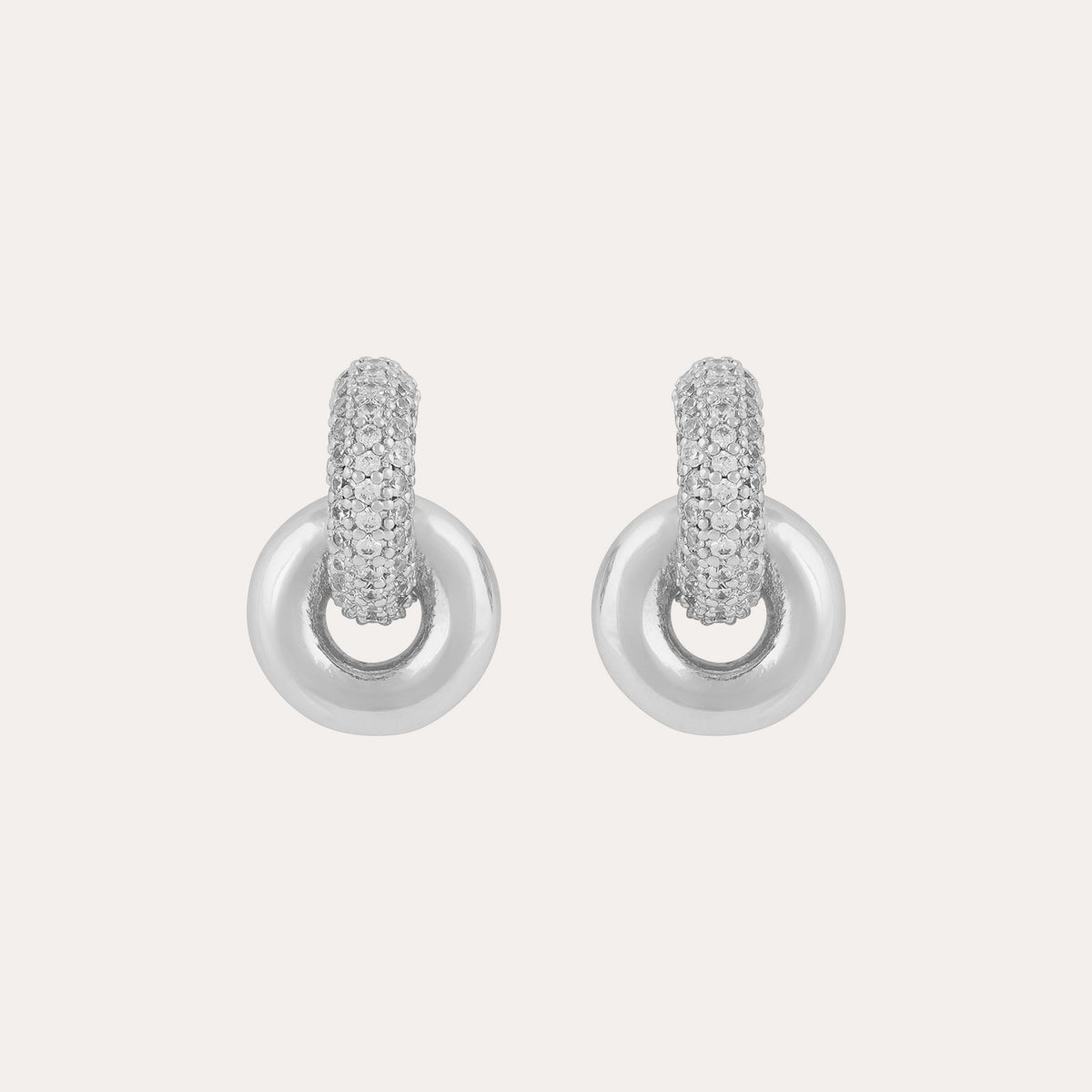 Double chunky crystal earring Silver/klar