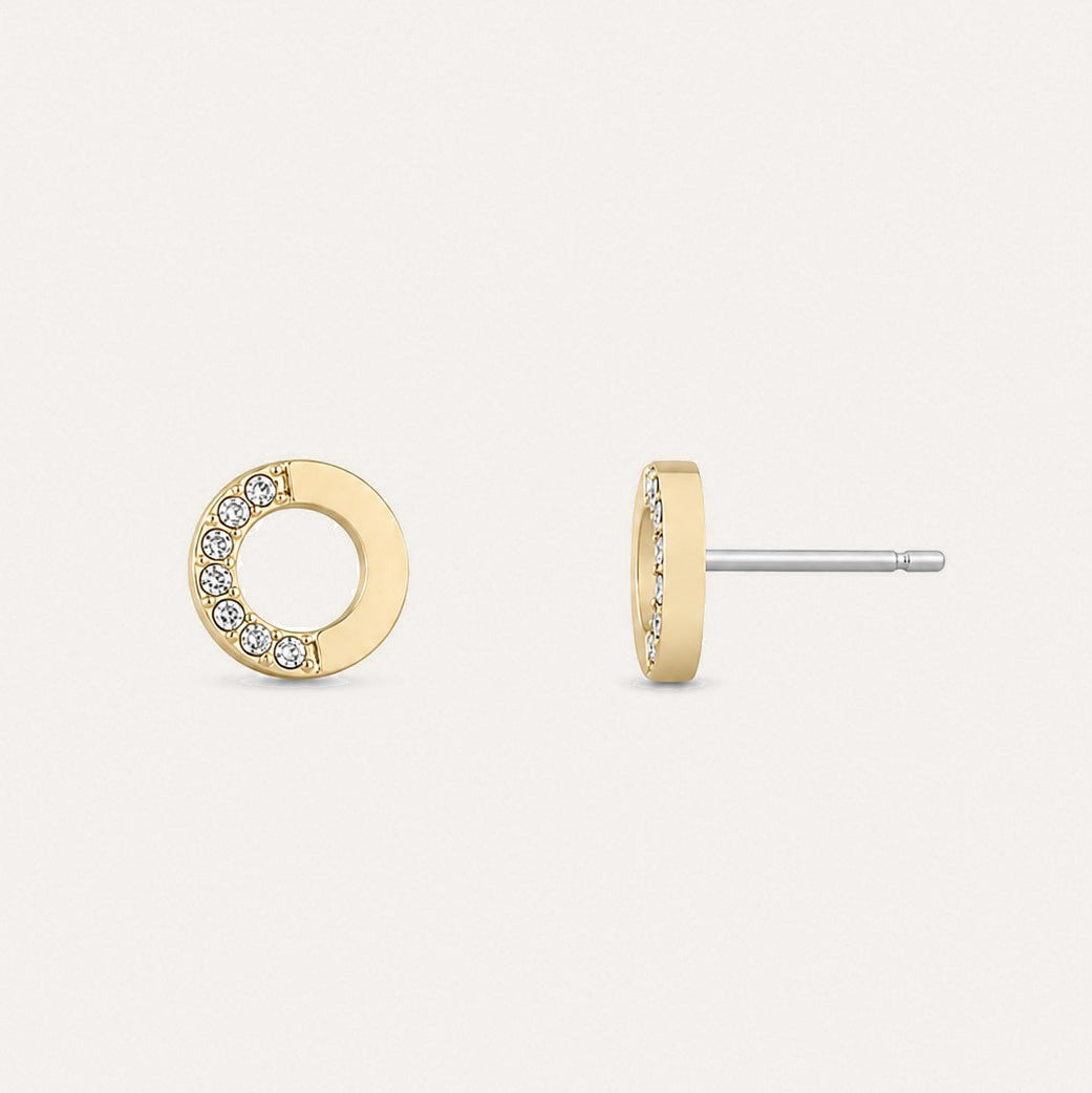Double crystal pin earring Guld/klar