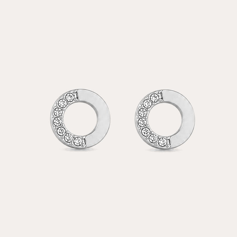 Double crystal pin earring Silver/klar