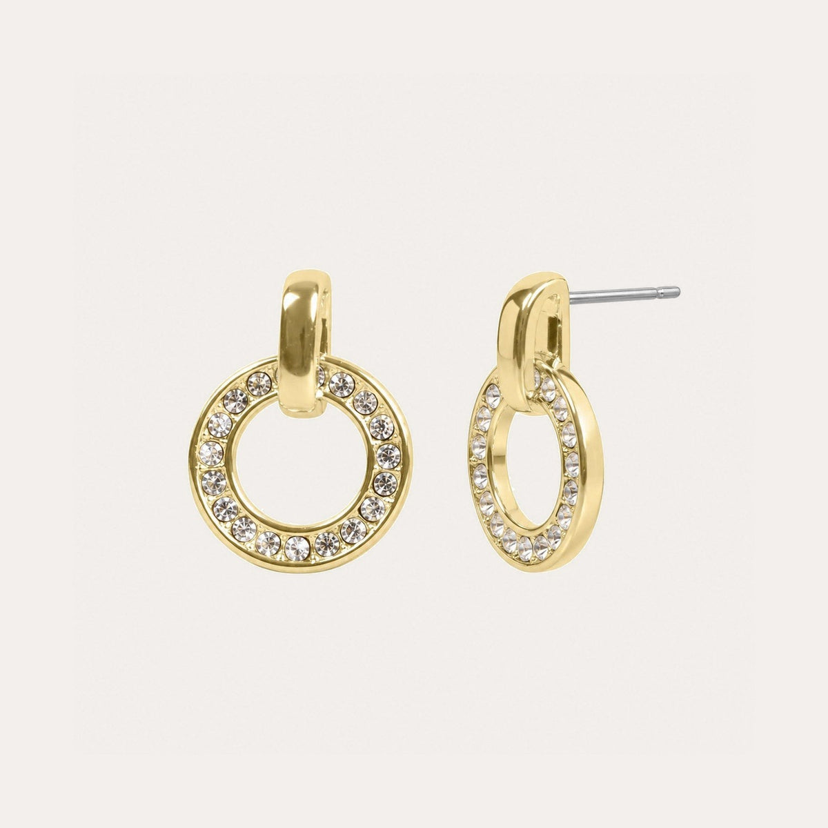 Double crystal earring Guld/klar