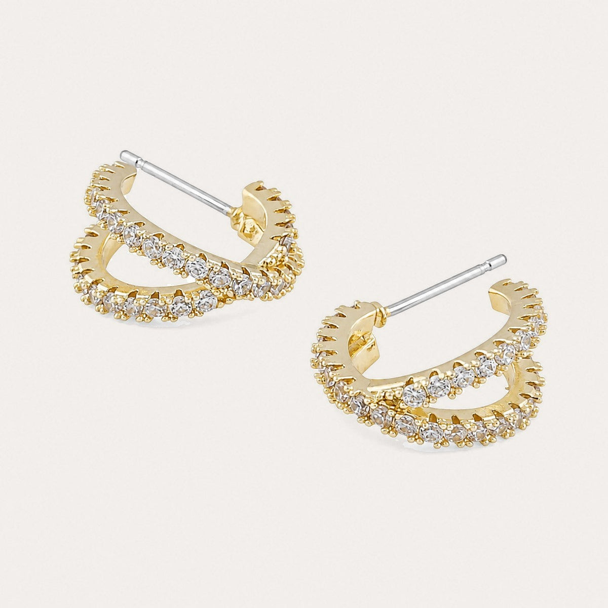 Fanny double oval earring Guld/klar