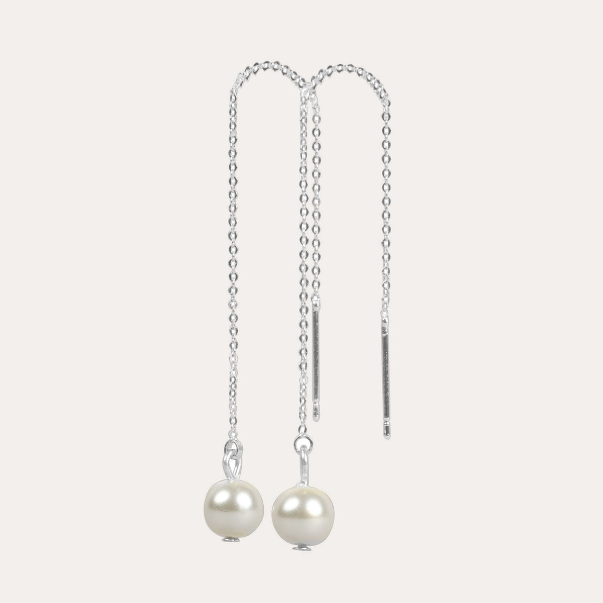 Gemme chain pearl earring Silver/vit