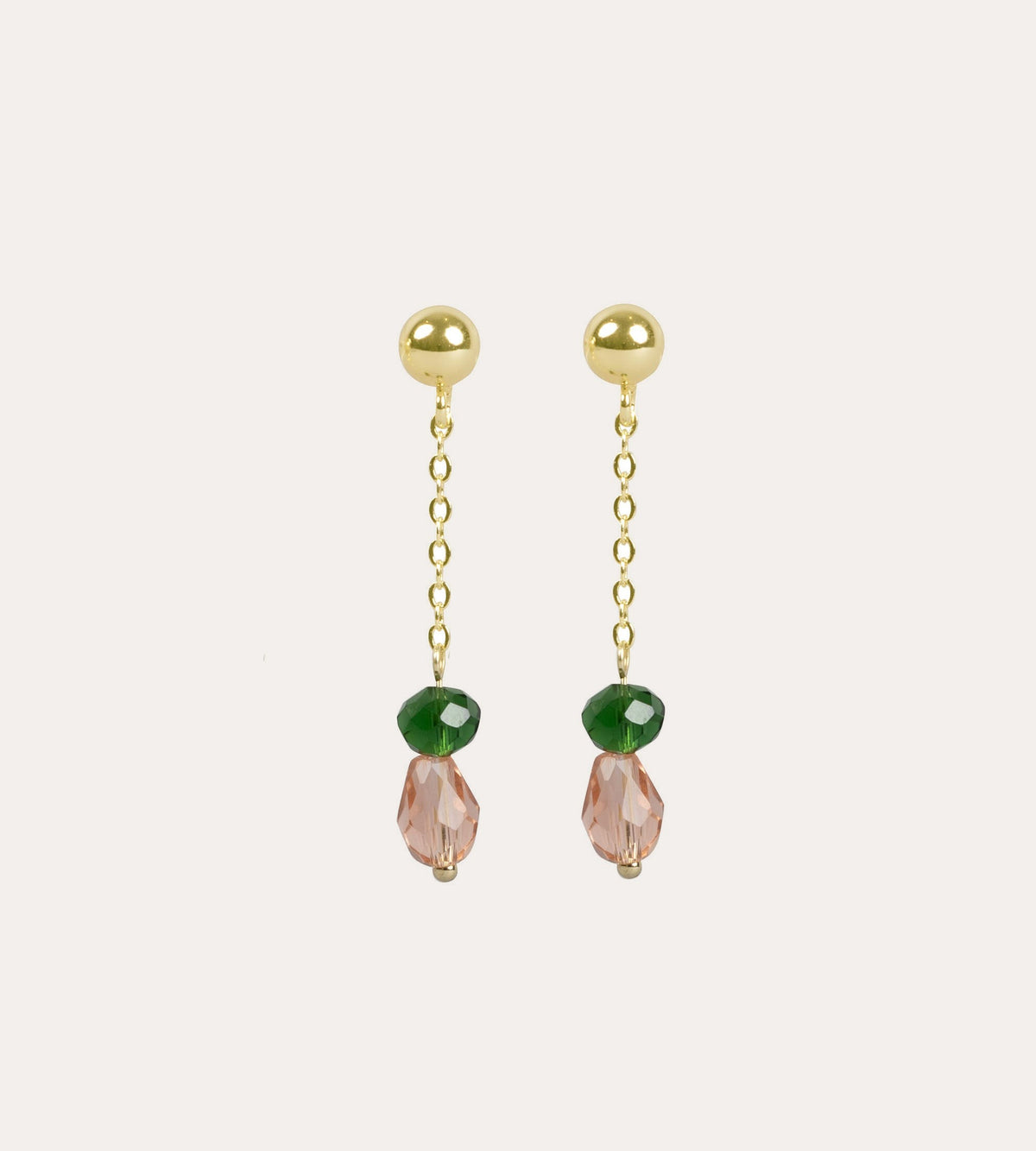 Gemme short chain mix earring Guld/grön