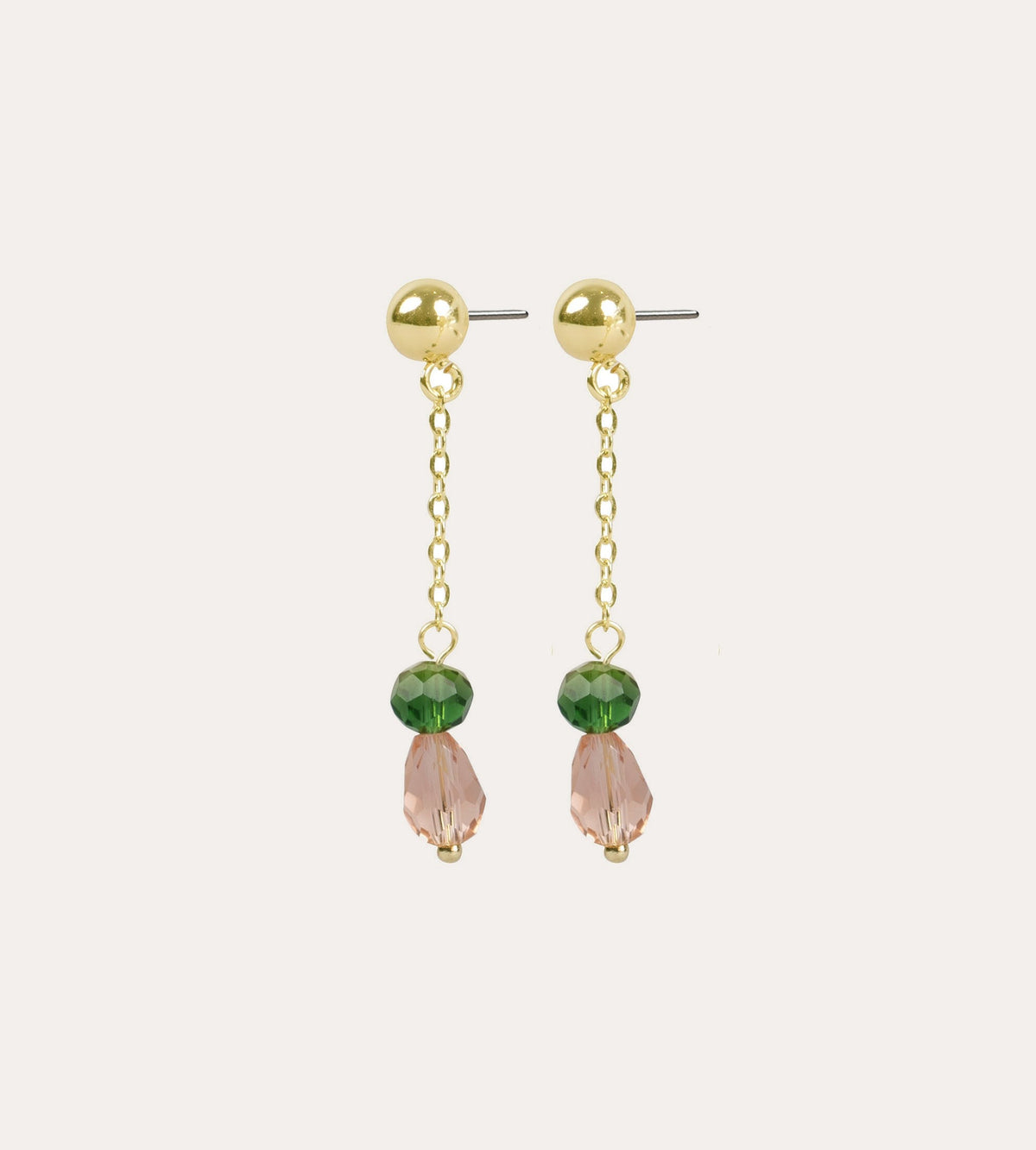 Gemme short chain mix earring Guld/grön