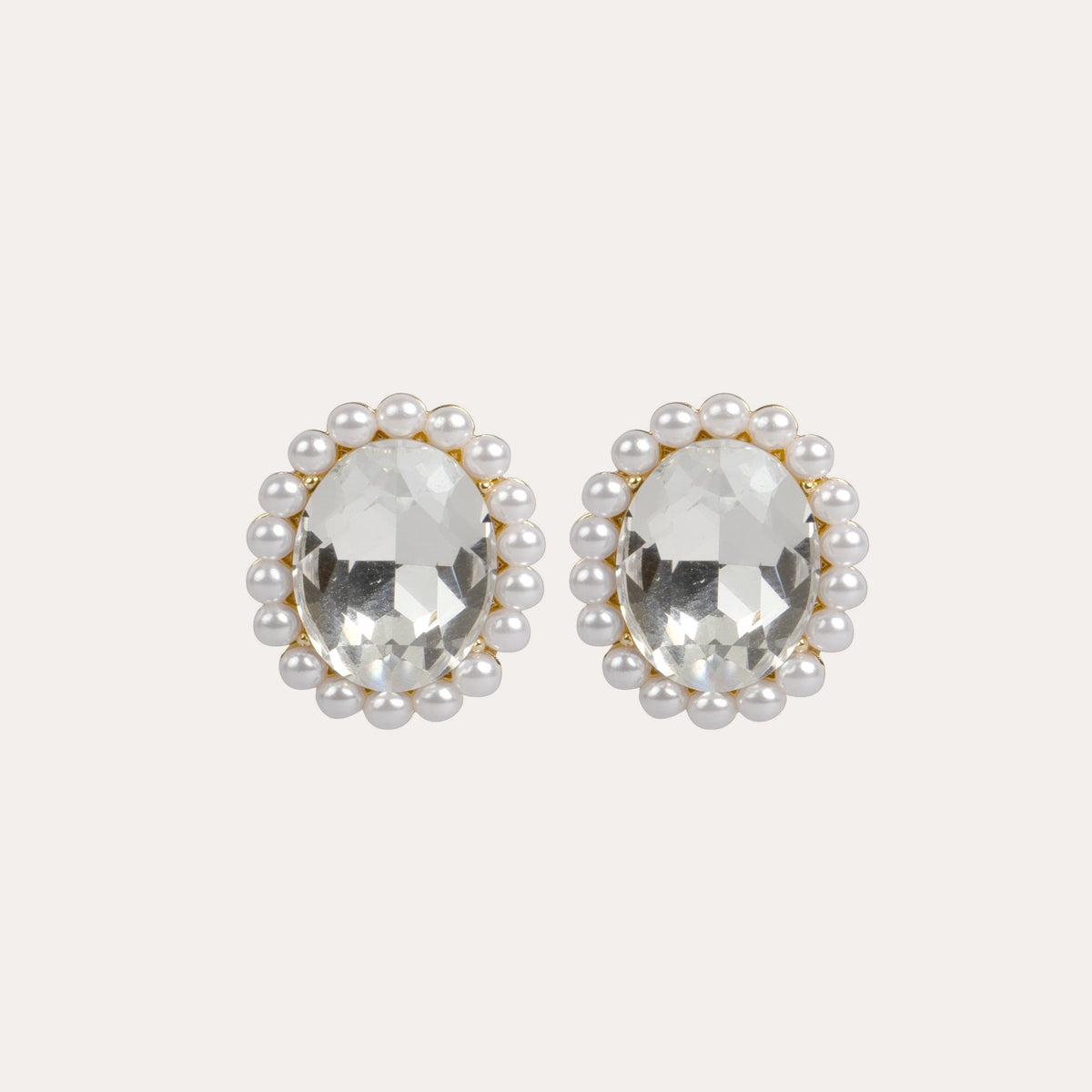 Lacy big pearl earring Guld/vit