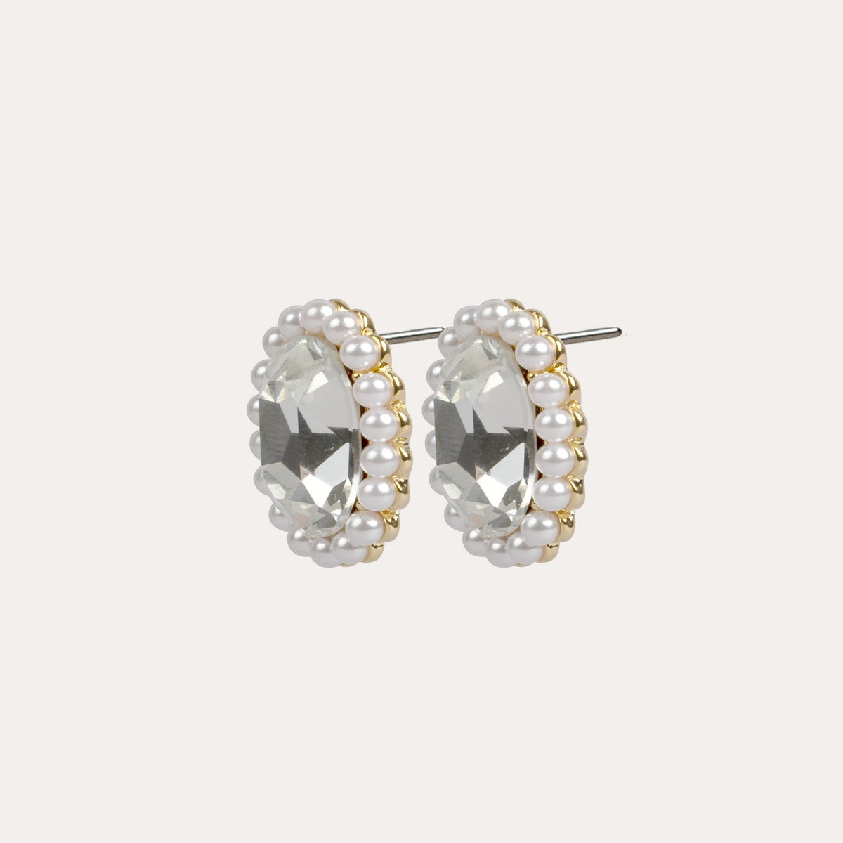 Lacy big pearl earring Guld/vit