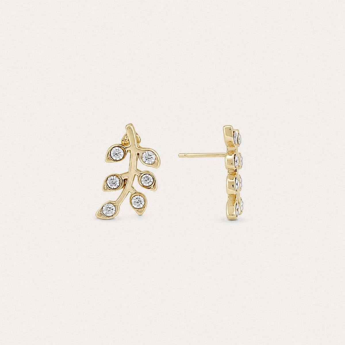 Minna small branch earring Guld/klar