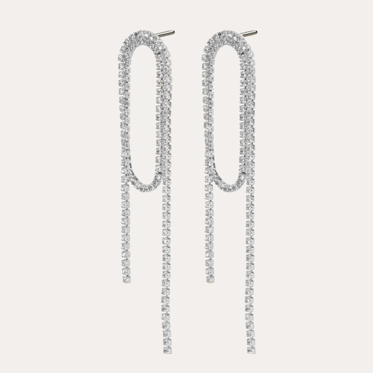 Night long crystal loop earring Silver/klar