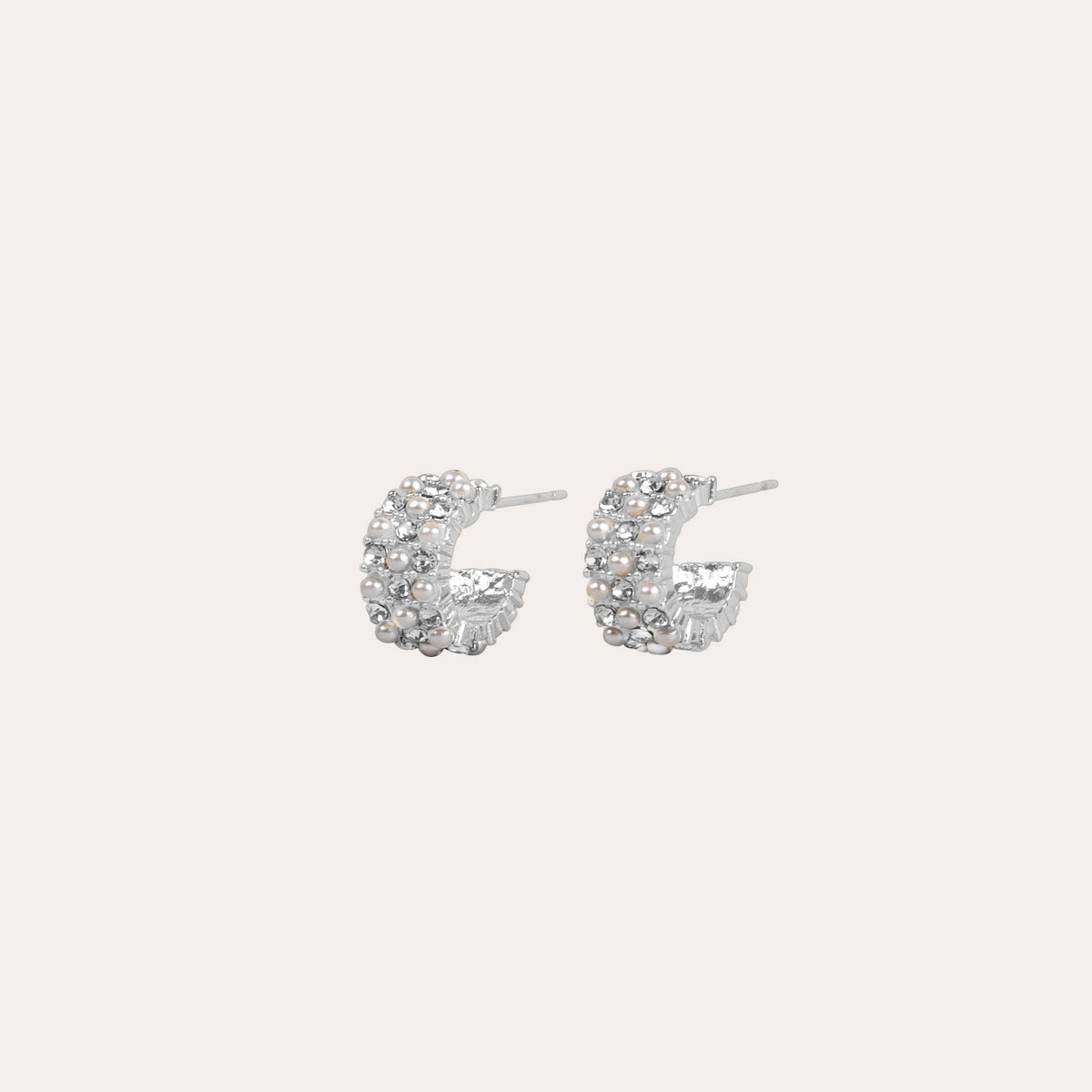 Night mix oval earring Silver/klar