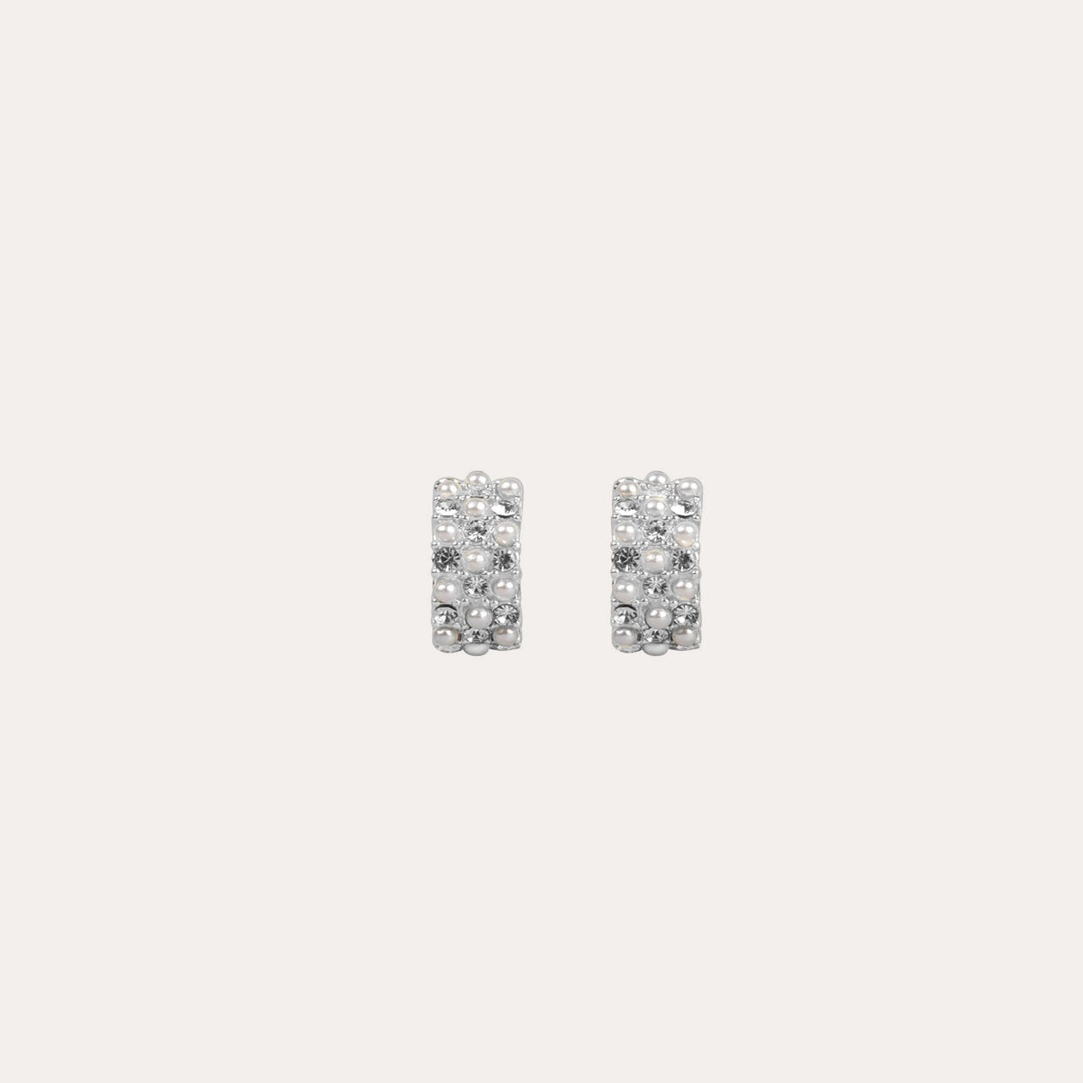 Night mix oval earring Silver/klar