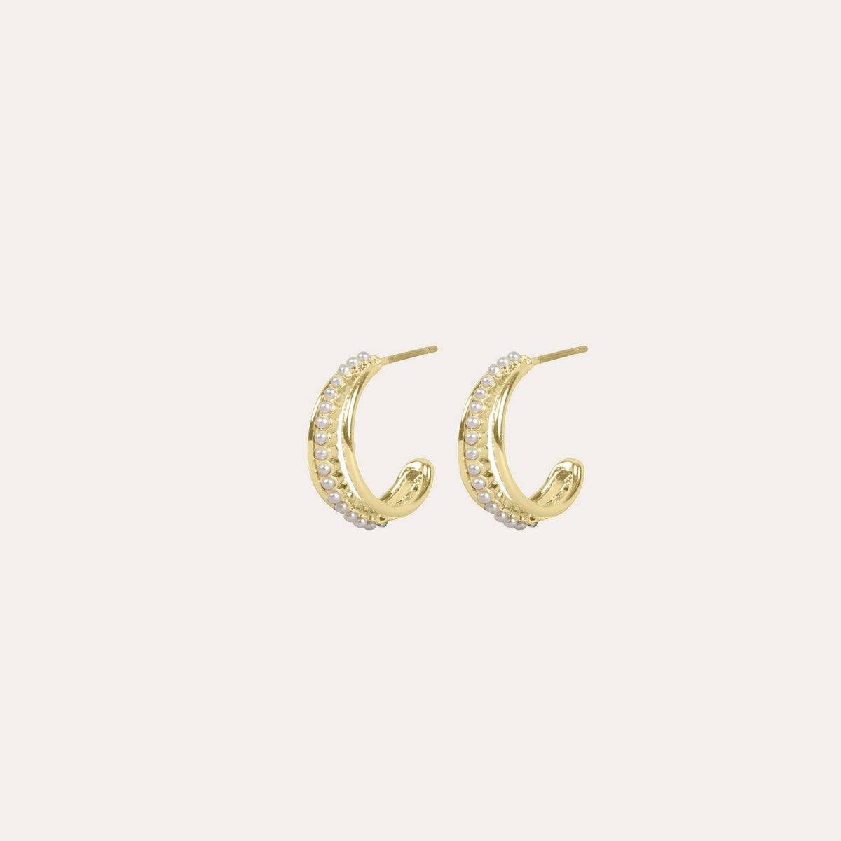 Night pearl oval earring Guld/vit