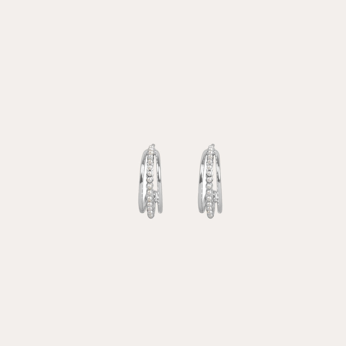 Night pearl oval earring Silver/vit