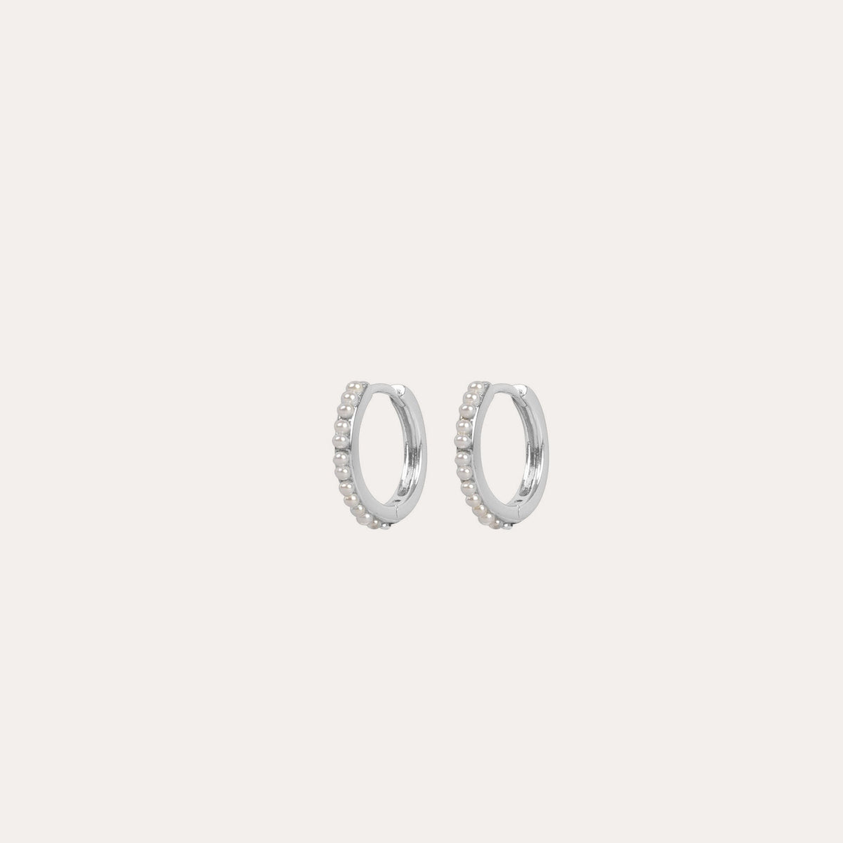 Night pearl ring earring Silver/vit
