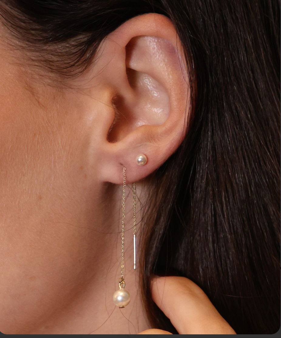 Gemme chain pearl earring Guld/vit Silver/vit