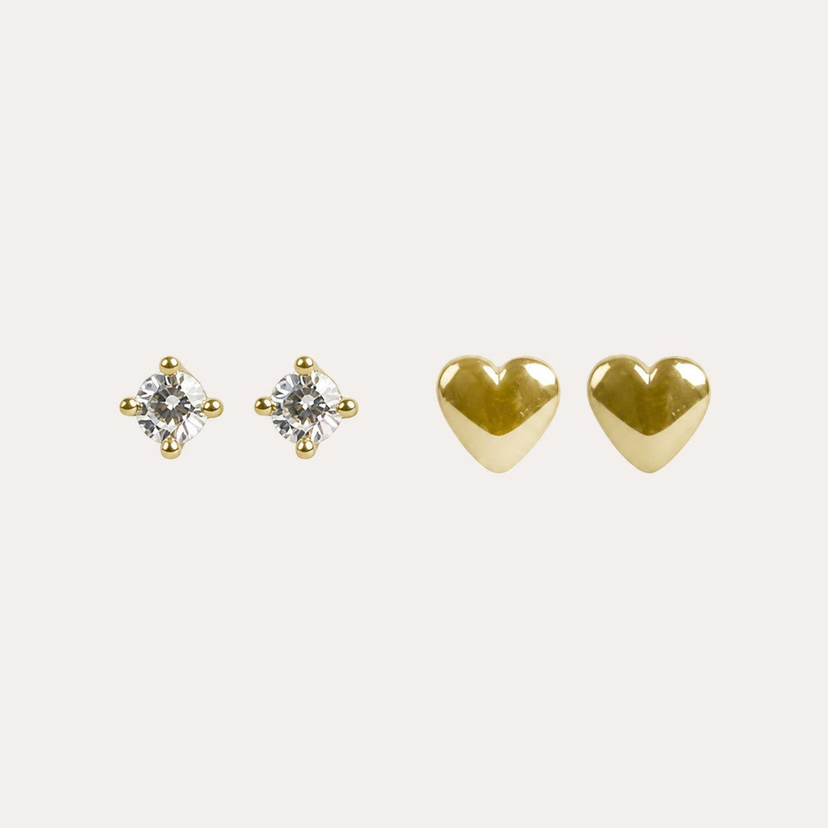 Sky heart earring set Guld/klar