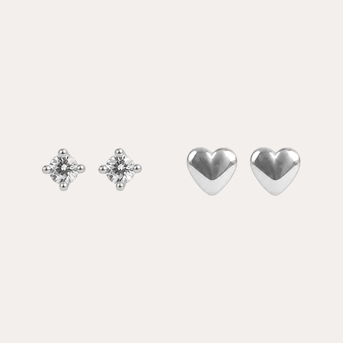 Sky heart earring set Silver/klar