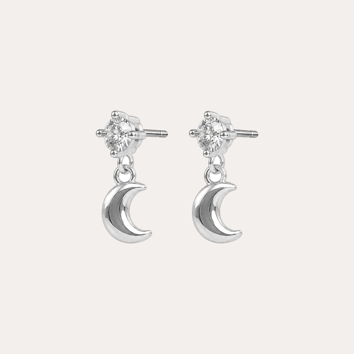 Sky moon crystal earring Silver/klar