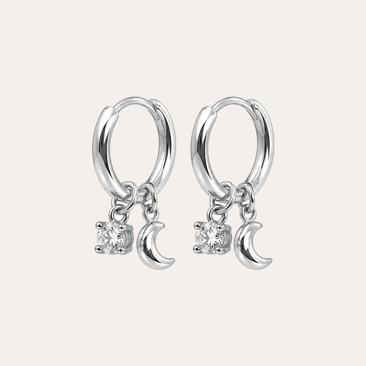 Sky moon pendant earring Silver/klar