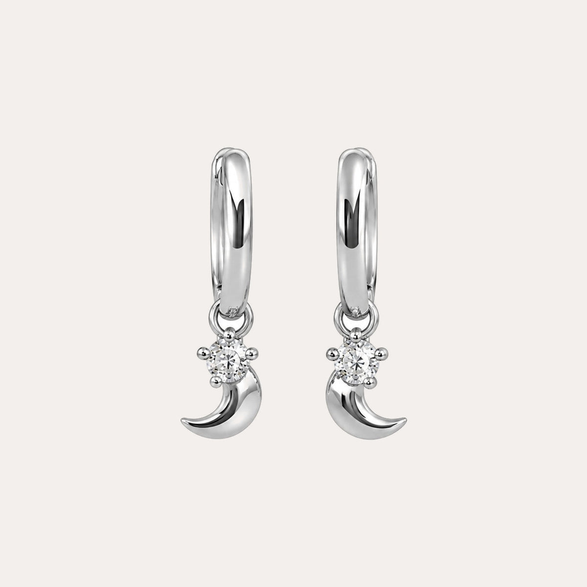 Sky moon pendant earring Silver/klar