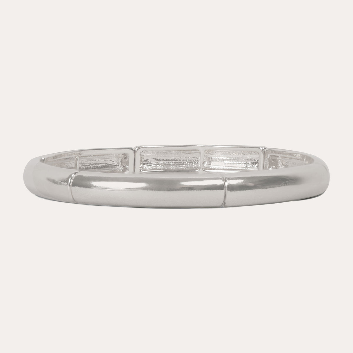 Brick shiny oval small elastic bracelet Silver