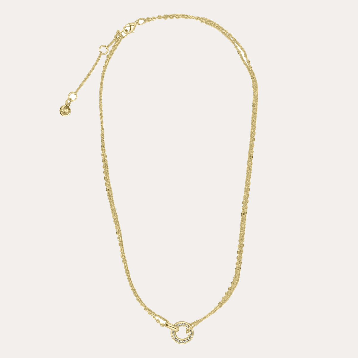 Double small crystal necklace 40-45 Guld/klar