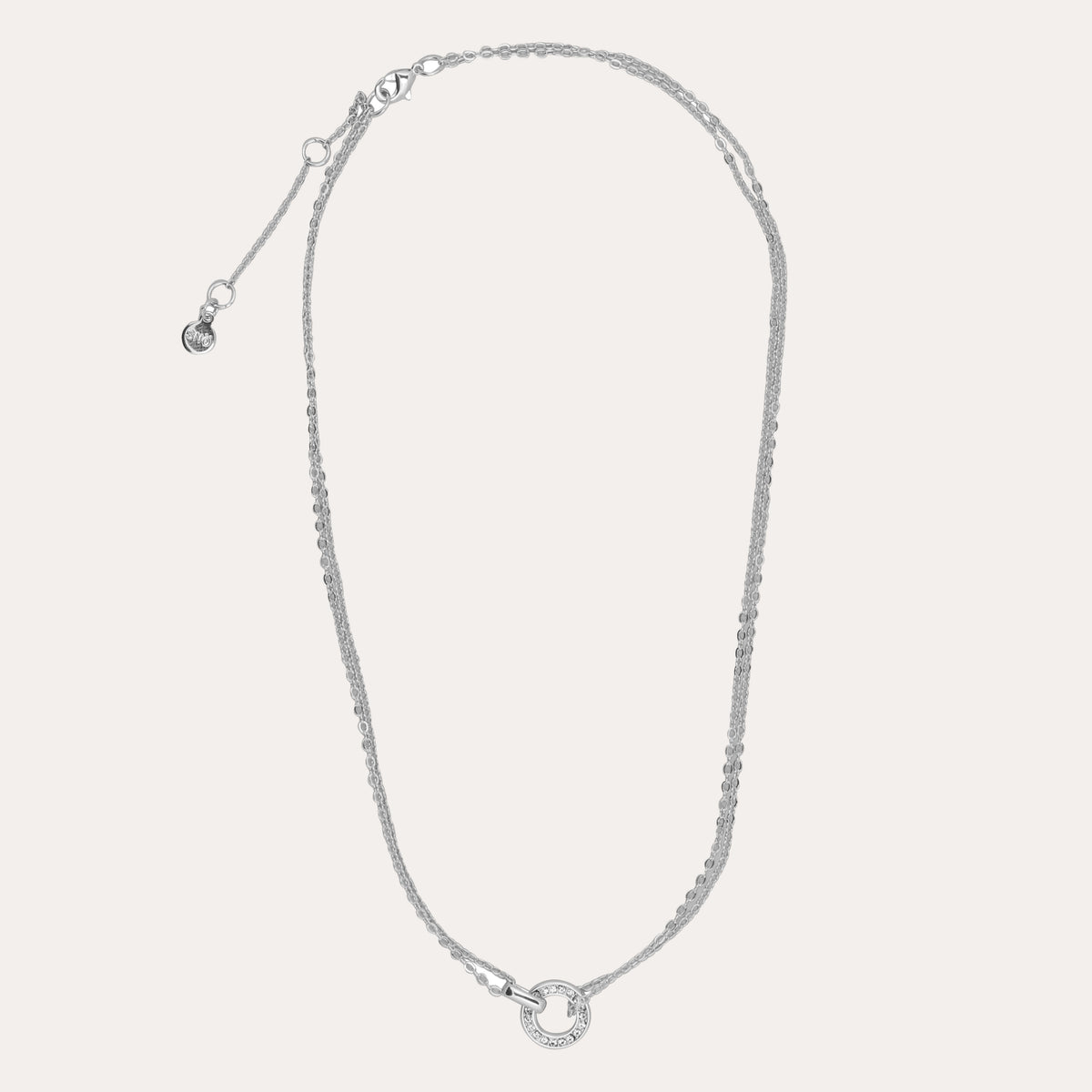 Double small crystal necklace 40-45 Silver/klar