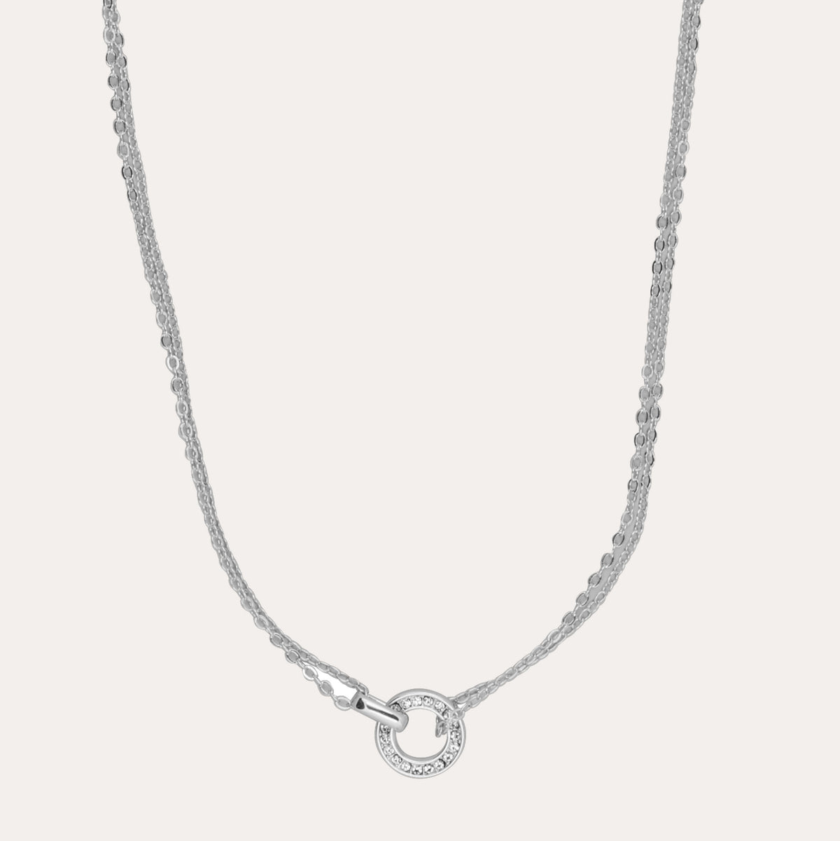 Double small crystal necklace 40-45 Silver/klar