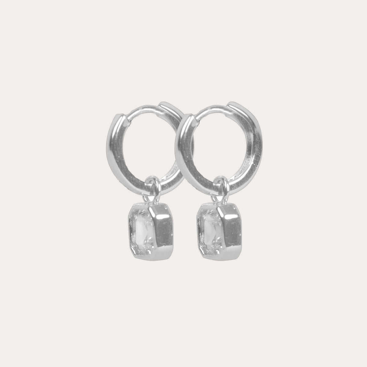 Elle crystal pendant earring Silver/klar