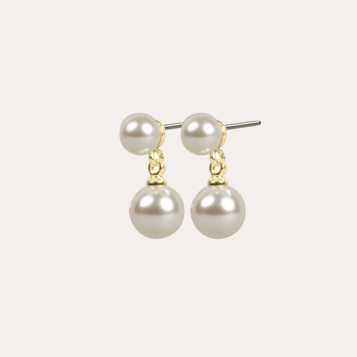 Gemme small double pearl earring Guld/vit