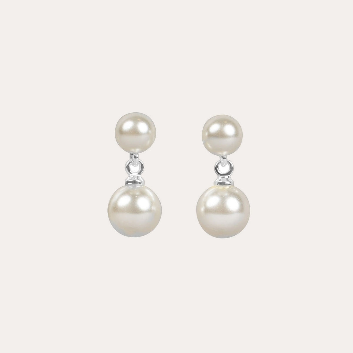 Gemme small double pearl earring Silver/vit