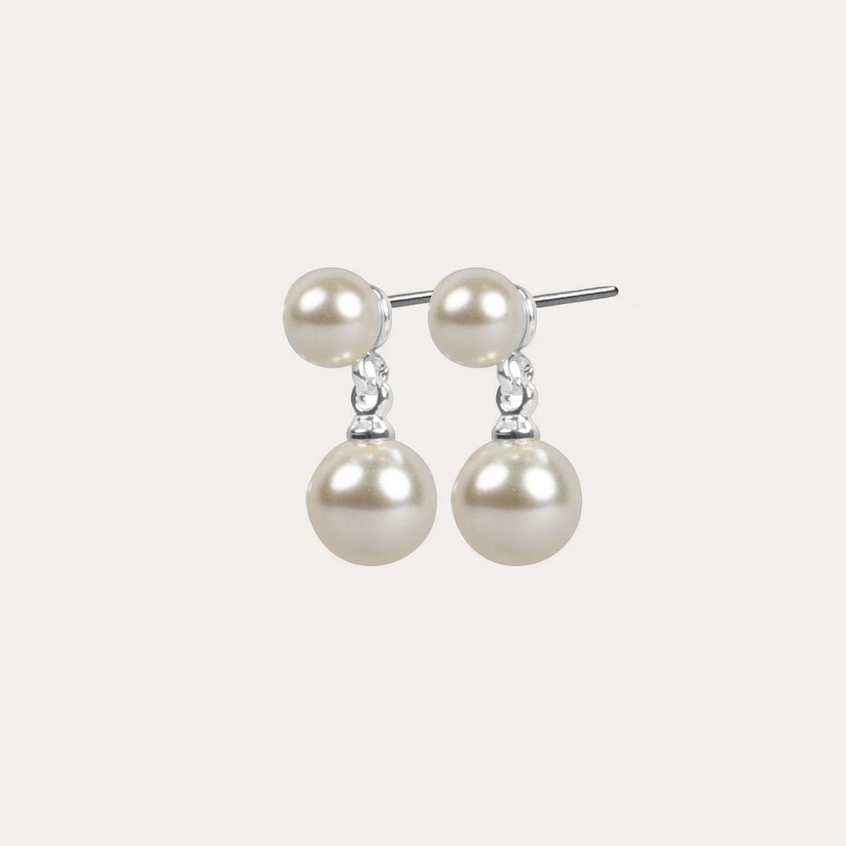 Gemme small double pearl earring Silver/vit