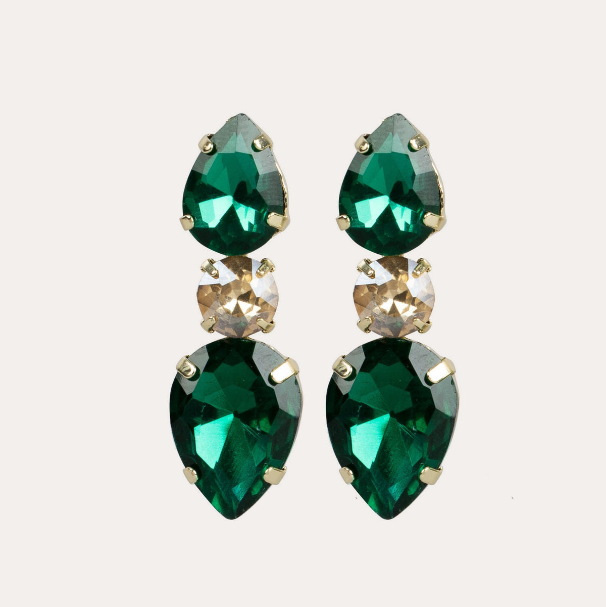 Gemme tripple earring Guld/grön
